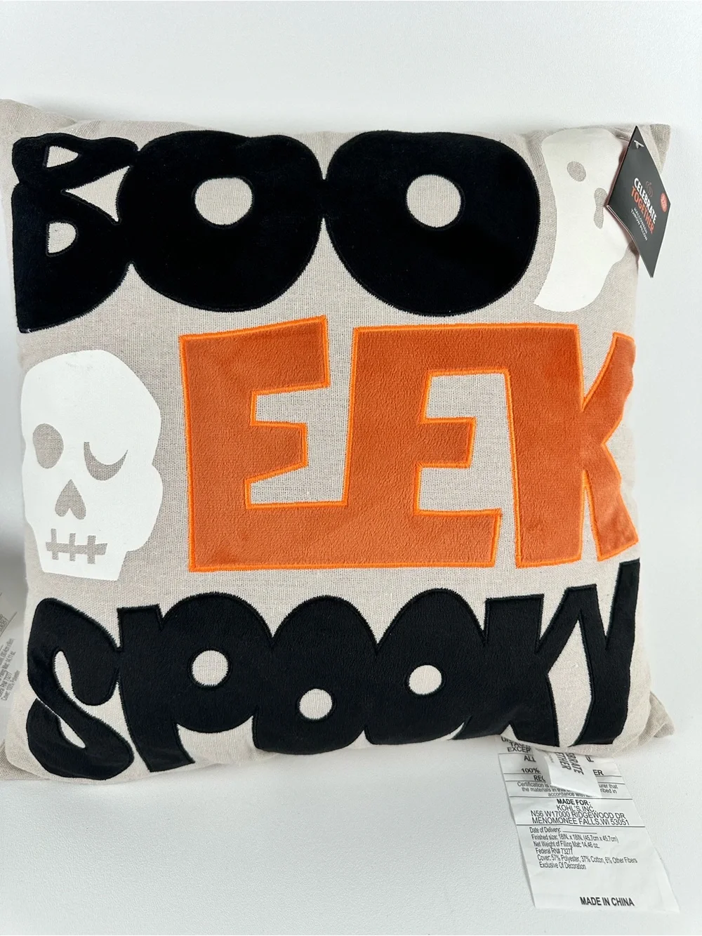 Halloween Decorative Accent Pillow - Orange, Black & White